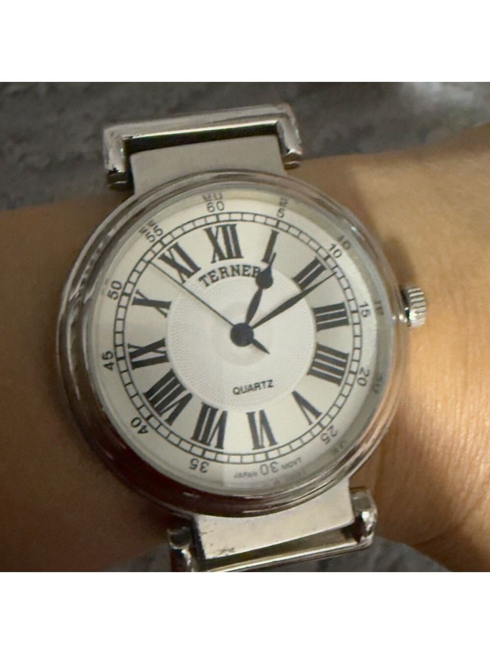 Bijoux Terner Ladies Watch Large Face Silver Tone Red Leather
